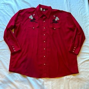 Vintage Mens Karman Western Embroidered Button-down Shirt